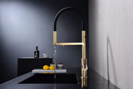 Смеситель для кухни Paulmark TORNADO To213402-SBG, светлое брашированное золото