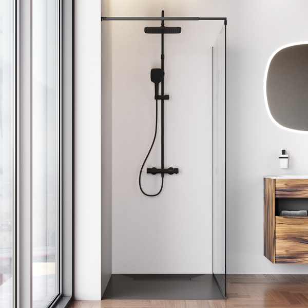 W84WI-110-F1-BTE Душевая перегородка AM.PM Func 110x200, стекло прозр. 8 мм + покрытие, профиль черный