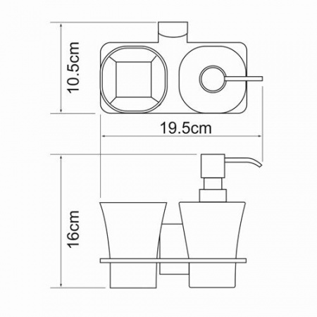 Держатель стакана и дозатора WasserKRAFT Leine K-5089