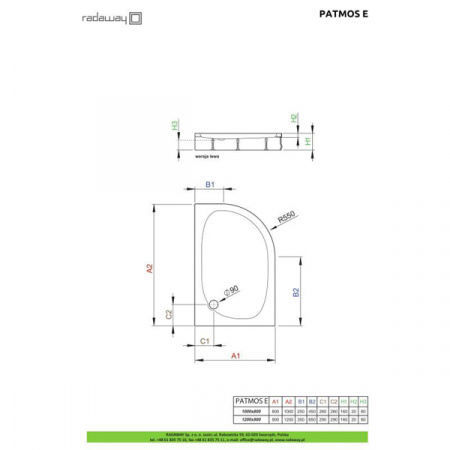 Душевой поддон Radaway Patmos E 100x80 Left 4P81155-03L