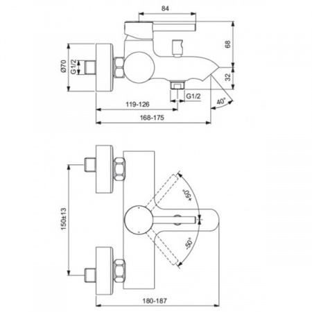 Смеситель для ванны с душем Ideal Standard CERALINE BC199AA