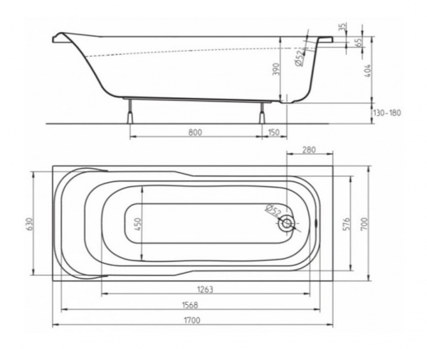 Акриловая ванна Kolo Sensa XWP357000N, 170x70