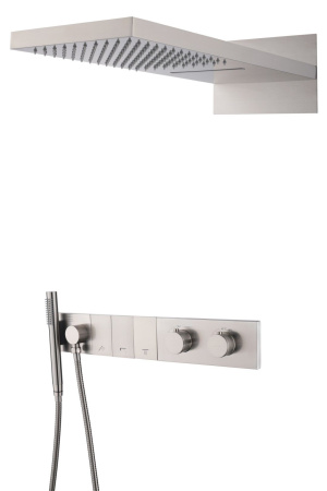 Душевой комплект Boheme Zodiac 133-NB термостат, С ВНУТРЕННЕЙ ЧАСТЬЮ, nikel brush