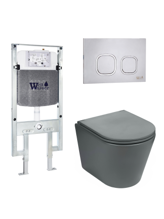 Комплект инсталляции с унитазом Weltwasser AMBERG 497 ST + SALZBACH 043 MT-GR + AMBERG RD-MT CR