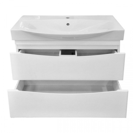 Тумба под умывальник Misty Элвис 85 напольная с 2 ящ. белая эмаль с умывальником Умывальник мебельный Элвис 850