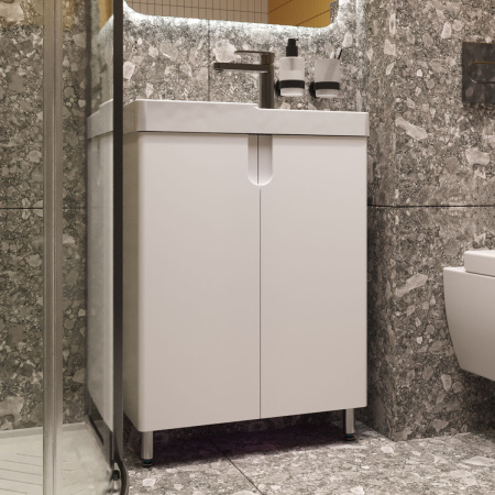 Тумба под умывальник Belux Даллас напольная 60 Белый глянцевый