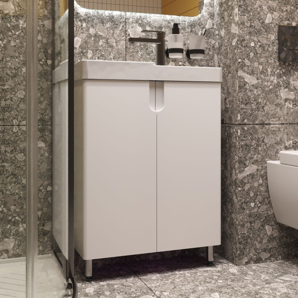 Тумба под умывальник Belux Даллас напольная 60 Белый глянцевый