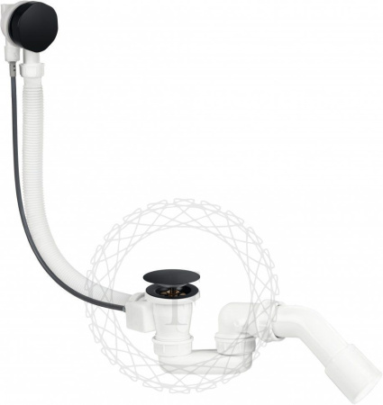 Сифон для ванны полуавтоматический FILARETE FL80 (Черный матовый)