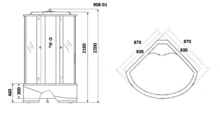 Душевая кабина Niagara Ultra NG-908-01 (90х90х220) высокий поддон(46см),стекло тонированное,4 места
