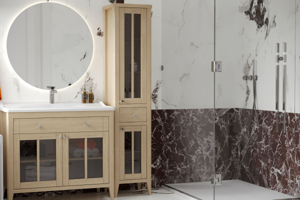 Тумба под умывальник Belux Дуглас напольная 100-01 Дуб молочный, массив