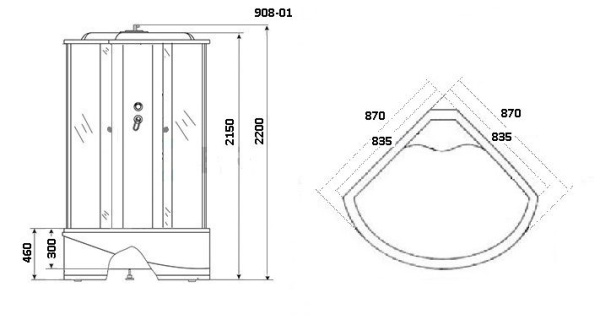 Душевая кабина Niagara Ultra NG-908-01 (90х90х220) высокий поддон(46см),стекло тонированное,4 места