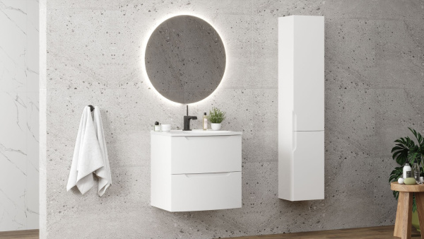 Тумба под умывальник Belux подвесная Ганновер 60-02, белый глянцевый