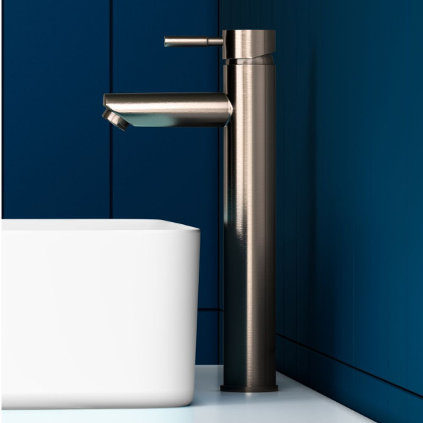 Смеситель для умывальника Dorff D3002102SS Logic new из нержавеющей стали Высокий