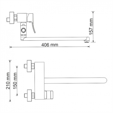 Смеситель для ванны с длинным изливом Wasserkraft Exter 1602L