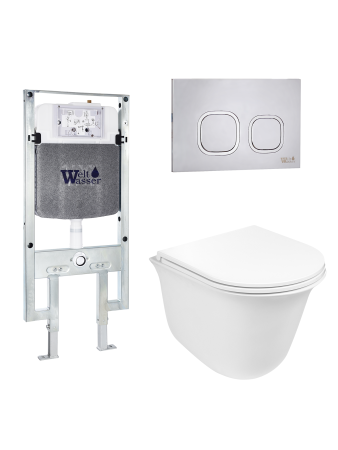 Комплект инсталляции с унитазом Weltwasser AMBERG 497 ST + TELBACH 004 GL-WT + AMBERG RD-MT CR