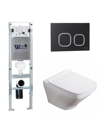 Комплект инсталляции с унитазом Weltwasser AMBERG 350 ST + HOFBACH 041 GL-WT + AMBERG RD-BL