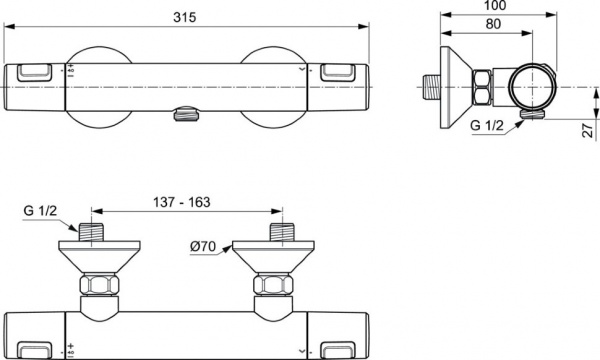 Смеситель для душа Ideal Standard Ceratherm T25 A7201AA