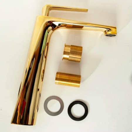 Cмеситель для раковины Высокий Hansberge H2068 Золото глянец