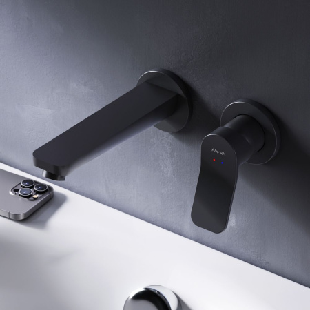 F85A72622 X-Joy, Смеситель для умывальника AM.PM монтируемый в стену, чёрный