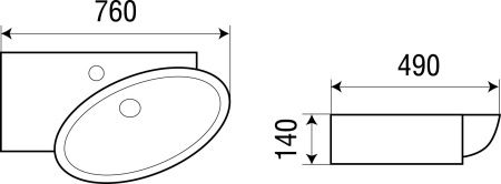 Раковина подвесная WeltWasser WW AISBACH 5093 L 760х490х140