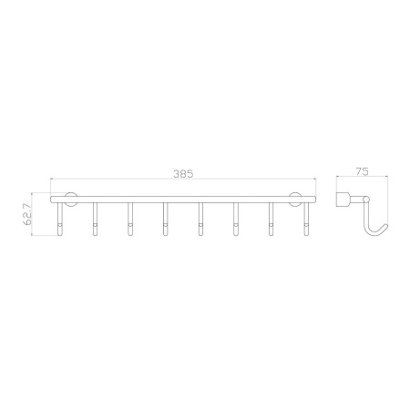 Вешалка с 8 крючками для ванной WONZON & WOGHAND, Хром (WW-9382-8)