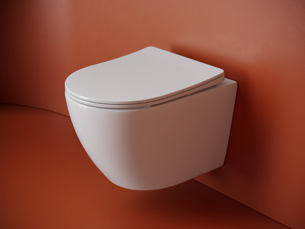 Подвесной унитаз Ceramicanova UNO безободковый, смыв Торнадо, с крепежом для полностью скрытого монтажа, ультратонким сидением с функцией быстрого снятия и крышкой с функцией плавного закрытия, цвет белый CN11001T