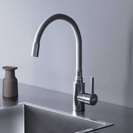 D3007633 Logic Кухонный смеситель Dorff с гибким изливом, белый