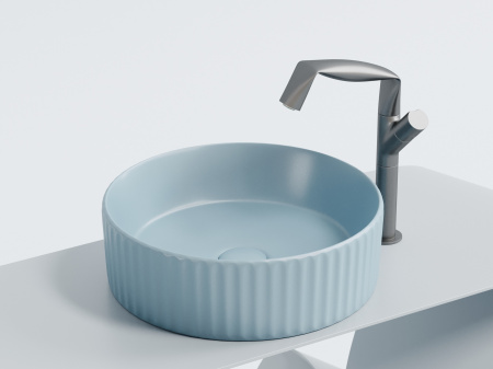 Умывальник чаша накладная круглая Ceramicanova Element 360*360*115мм, голубой матовый, CN6057ML