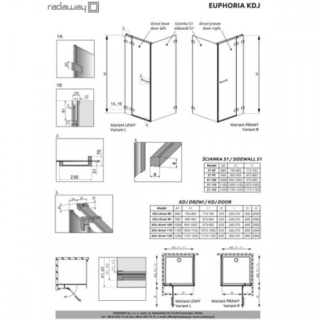 Душевой уголок Radaway Euphoria KDJ 90х100 L