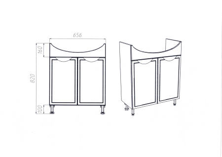 Тумба VIANT "Лима" Балтика 70 2 ств 314х657х820 (VLIM70BA-T2ST)