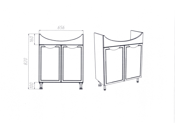 Тумба VIANT "Лима" Балтика 70 2 ств 314х657х820 (VLIM70BA-T2ST)