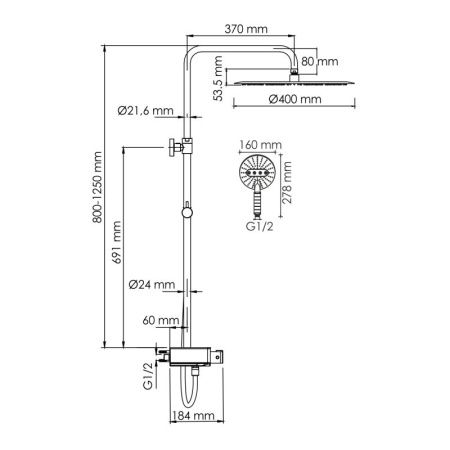 Душевая система WasserKRAFT A113.117.059.CH Thermo с термостатическим смесителем