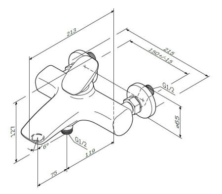 Смеситель для ванны и душа AM.PM Spirit 2.0 F70A10000