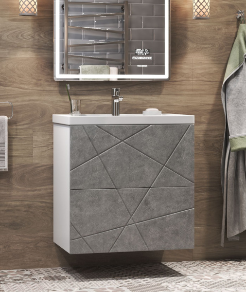 Тумба под раковину напольная VIGO Geometry tn.bsf.GEO.COM.60.2Y бетон, 60 см