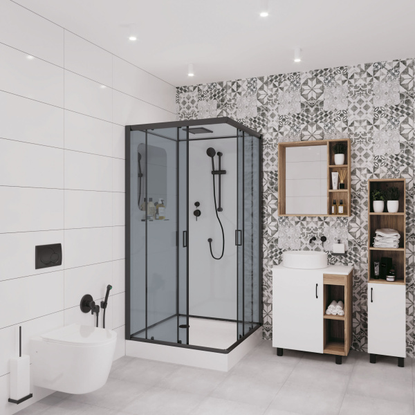 Душевая кабина Niagara Premium NG-6902-01Q BLACK (100х100х210) низкий поддон(16 см),черный,стекло тонированное,4 места