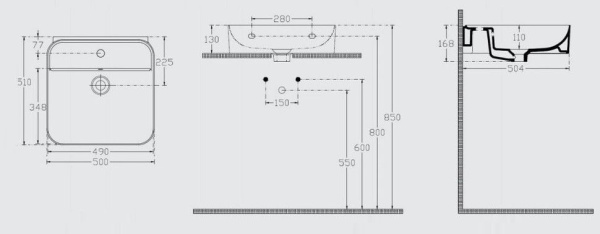 Раковина Isvea SistemaU 50 см накладная цвет белый 10PL53050SV