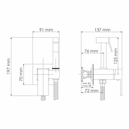 Встраиваемый смеситель для душа Wasserkraft A71138 с гигиенической лейкой