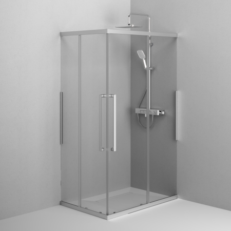 W84G-403-12080-MT Душевое ограждение AM.PM Func Square Slide 120х80, мат хром, прозрачное