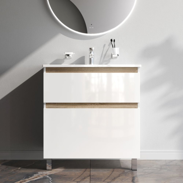 M85AFSX0802WG X-Joy База под раковину AM.PM, напольная, 80 см, 2 ящика, белый глянец