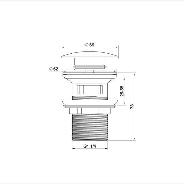 Донный клапан для раковины с переливом WONZON & WOGHAND, Темный графит (WW-88SS01-BGM)