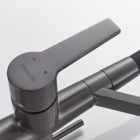 Смеситель для кухни с гибким изливом и подключением фильтра Shevanik S278T, оружейная сталь