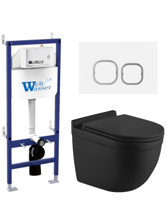 Комплект инсталляции с унитазом Weltwasser BAMBERG 460 + HEIMBACH 043 MT-BL + BAMBERG WT