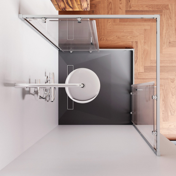 W90G-403-100100-MT Gem Душевое ограждение AM.PM квадратн.,раздвиж.двери 100x100 хром мат.,стекло прозрачное