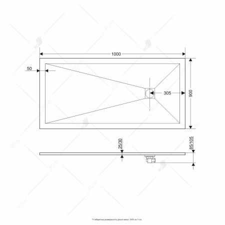 Душевой поддон прямоугольный RGW ST-Co Бетон 16152910-10 90х100х2.5 см