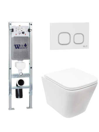 Комплект инсталляции с унитазом Weltwasser AMBERG 350 ST + GELBACH 043 MT-WT + AMBERG RD-WT