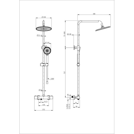 Душевая система с термостатом WONZON & WOGHAND, Хром (WW-B3047-A-CR)
