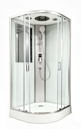 AB-1000B AQUABATH, ATLAS, Душевая кабина четверть круга с хромированным профилем, с крышей 900x900x2150