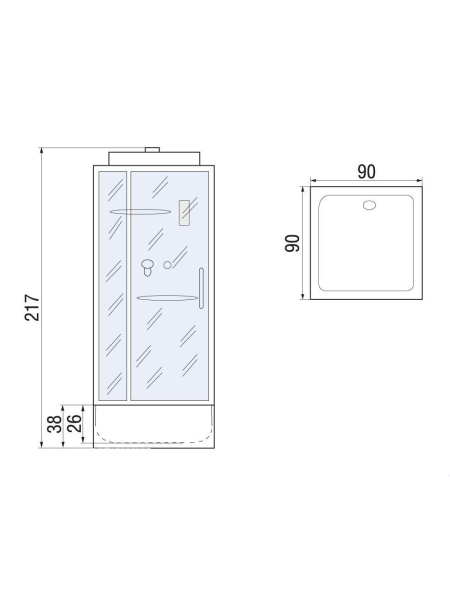 Душевая кабина River TANA Б/К 90/38 900х900х2170мм
