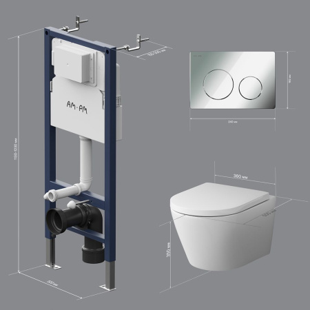 IS90151.741701 Инсталляция с клавишей PrimeFit L глянц хром с подвесным унитазом Sense FlashClean с сиденьем м/лифт