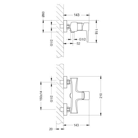 Смеситель Lemark Evitta LM0503C для душа